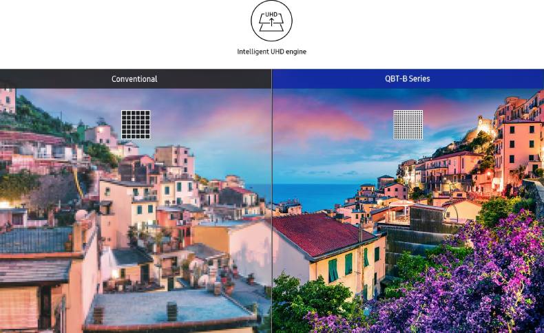 Qualidade mega-nítida com o ecrã Samsung QBT
